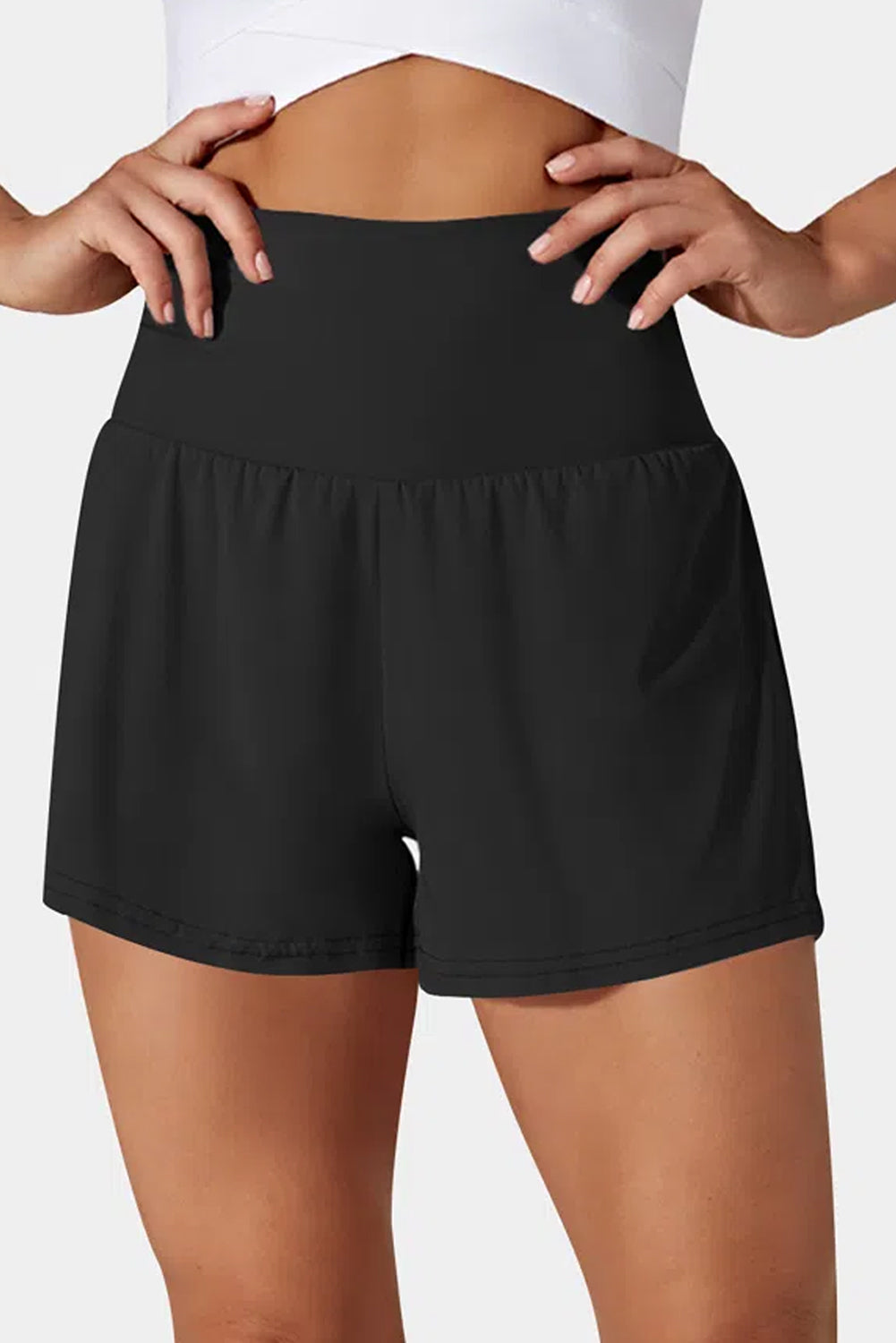 Black Pocketed Wide Waistband Swim Shorts