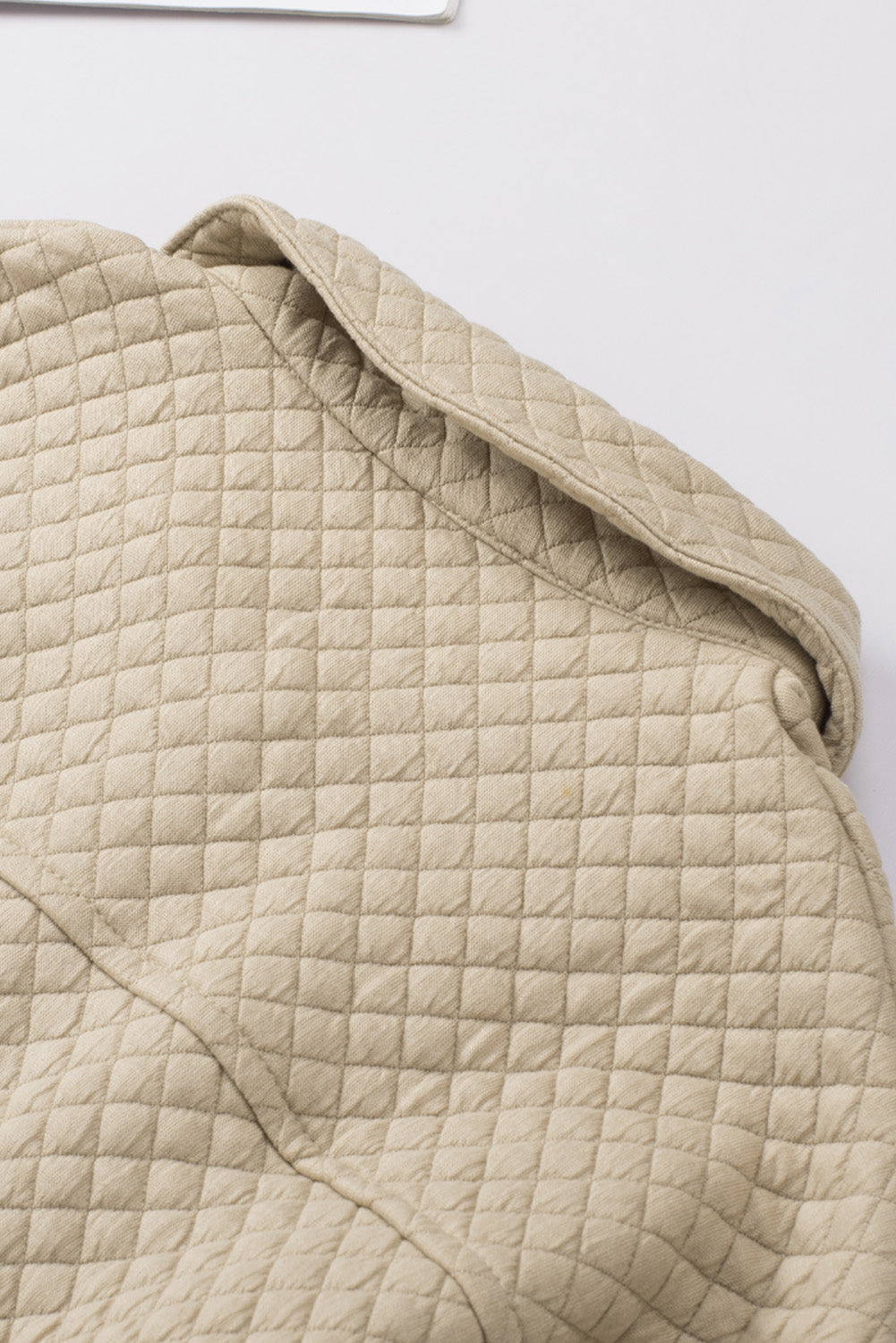 Khaki Retro Quilted Flap Pocket Button Shacket