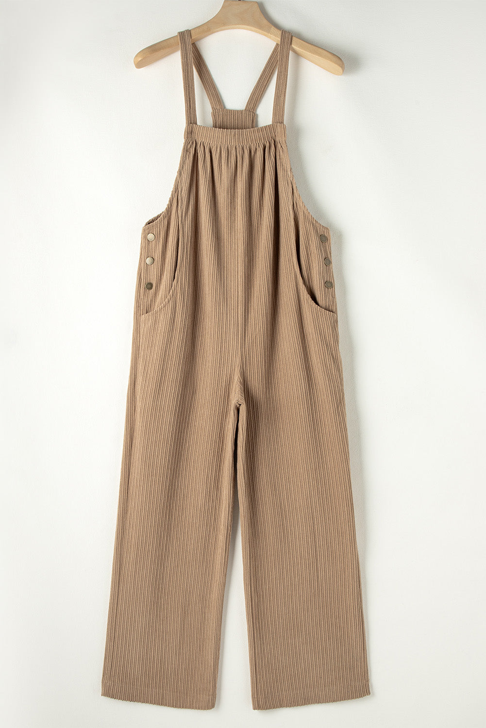 Gray Morn Solid Pocketed Loose Fit Corduroy Overall