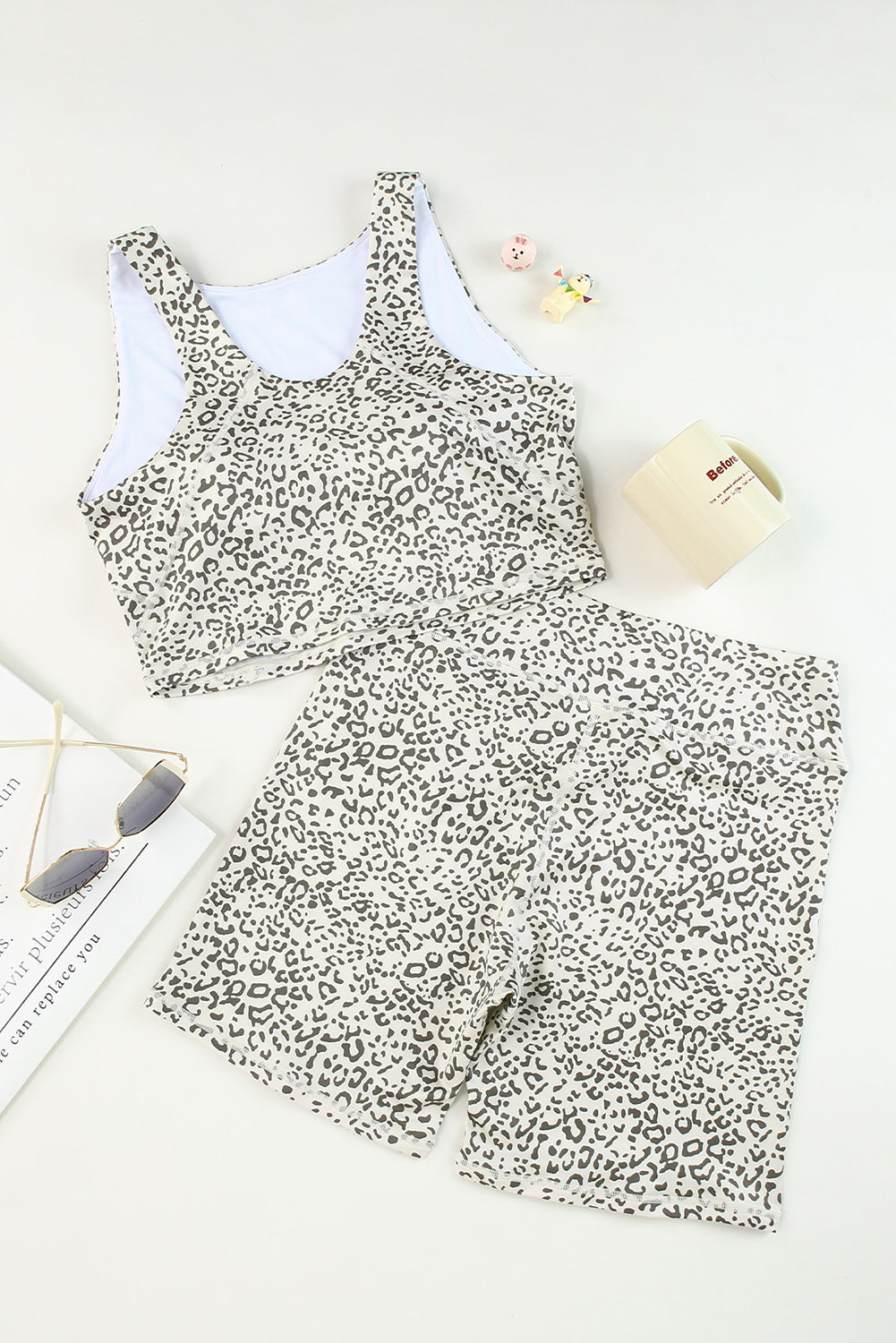 Apricot Active Leopard Tank and High Waist Shorts Set